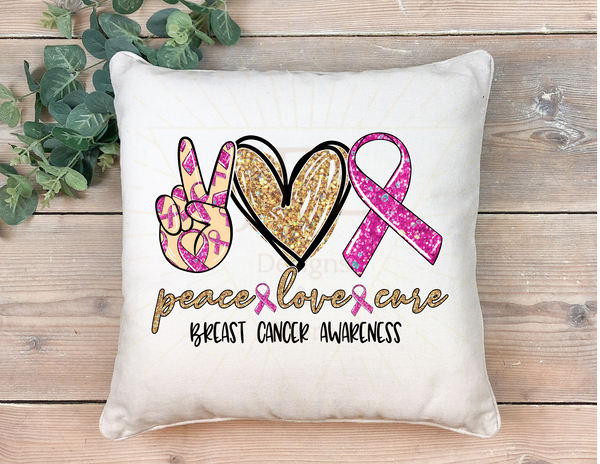 Peace Love Breast Cancer - Decorative pillow