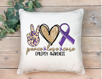 Peace Love Epilepsy - Decorative pillow