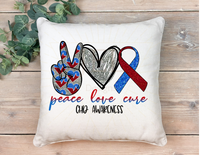 Peace Love CHD (hearts)- Decorative pillow