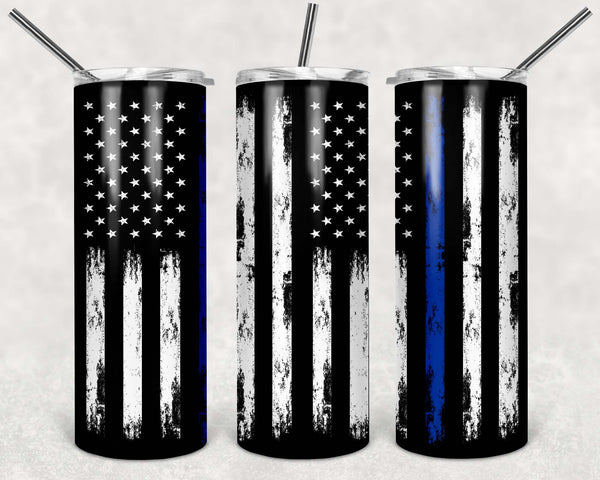 American Flag Thin Blue Line tumbler