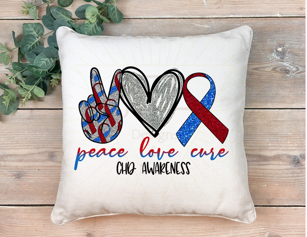 Peace Love CHD (ribbons)- Decorative pillow