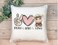 Peace Love Cows - Decorative pillow