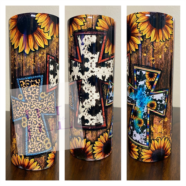 20oz Sunflower/western crosses