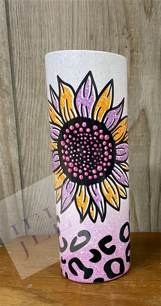 Purple/gold Sunflower Leopard tumbler